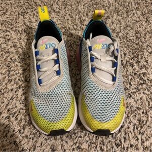 Nike Kids Sneakers in White, Blue, and Yellow